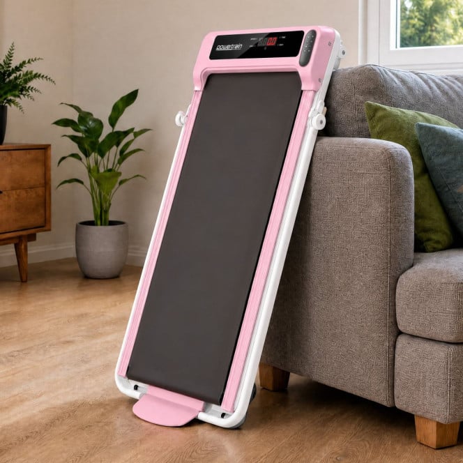 Powertrain K300 Pink Foldable 2-in-1 Under Desk Walking Pad Treadmill 1.5HP 10km/h Incline Home Running Machine Image 13
