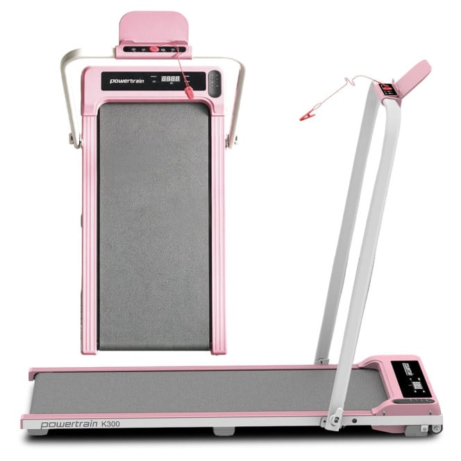 Powertrain K300 Pink Foldable 2-in-1 Under Desk Walking Pad Treadmill 1.5HP 10km/h Incline Home Running Machine Image 14