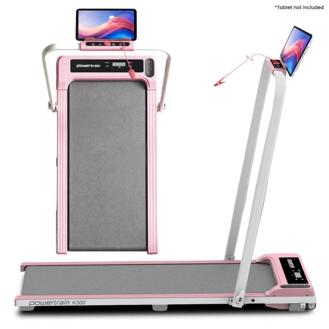Powertrain K300 Pink Foldable 2-in-1 Under Desk Walking Pad Treadmill 1.5HP 10km/h Incline Home Running Machine Image 15