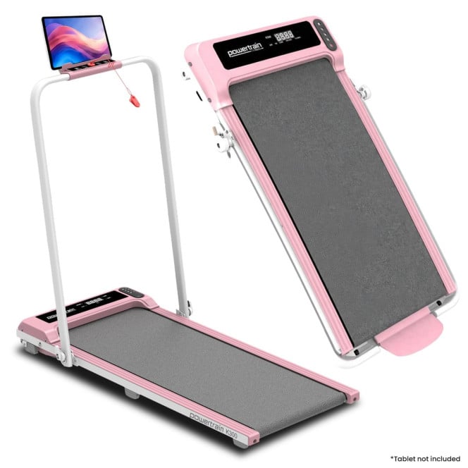 Powertrain K300 Pink Foldable 2-in-1 Under Desk Walking Pad Treadmill 1.5HP 10km/h Incline Home Running Machine Image 16
