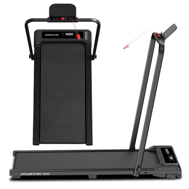 Powertrain K300 Foldable 2-in-1 Under Desk Walking Pad Treadmill 1.5HP 10km/h Incline Home Running Machine Black Image 4
