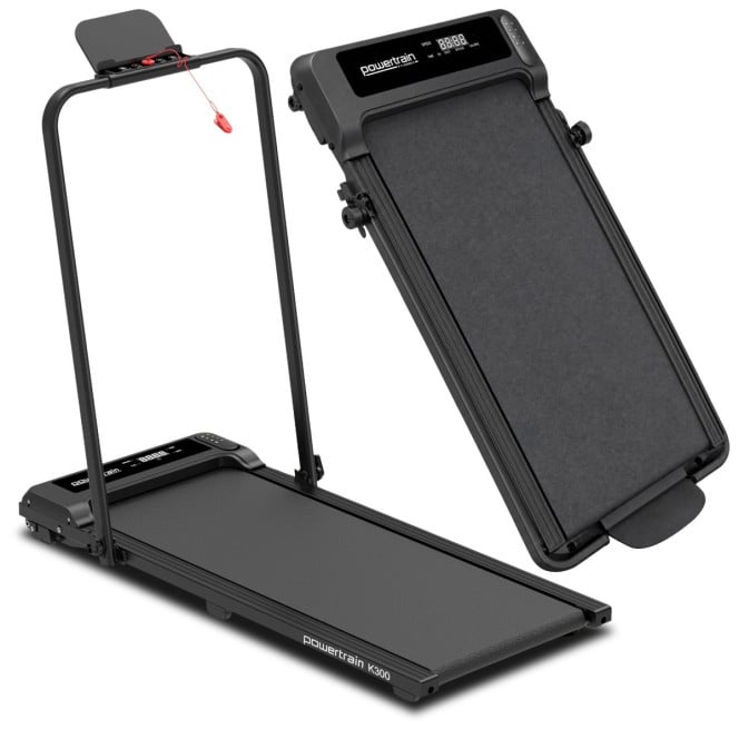 Powertrain K300 Foldable 2-in-1 Under Desk Walking Pad Treadmill 1.5HP 10km/h Incline Home Running Machine Black Image 5