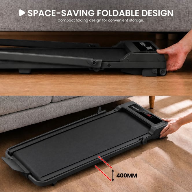 Powertrain K300 Foldable 2-in-1 Under Desk Walking Pad Treadmill 1.5HP 10km/h Incline Home Running Machine Black Image 8