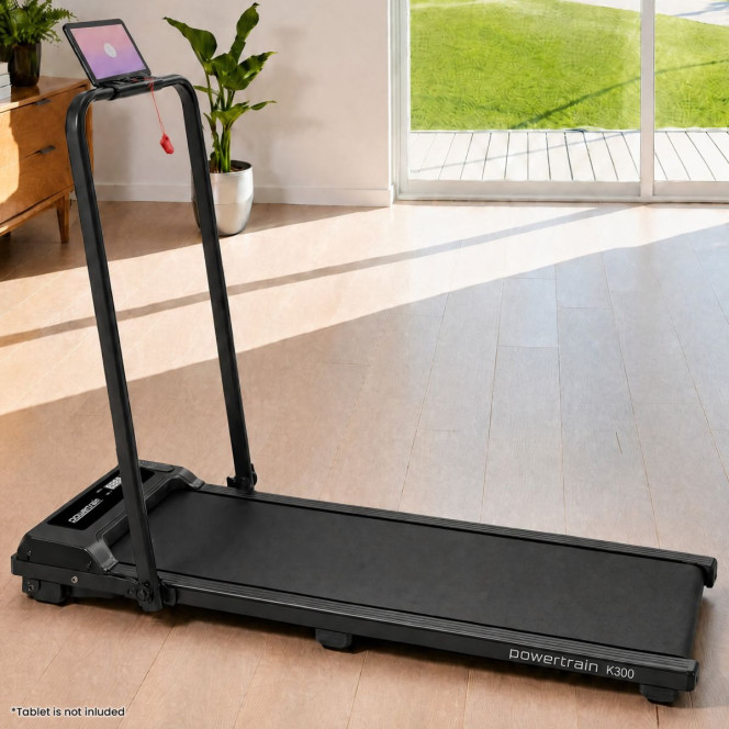 Powertrain K300 Foldable 2-in-1 Under Desk Walking Pad Treadmill 1.5HP 10km/h Incline Home Running Machine Black Image 11