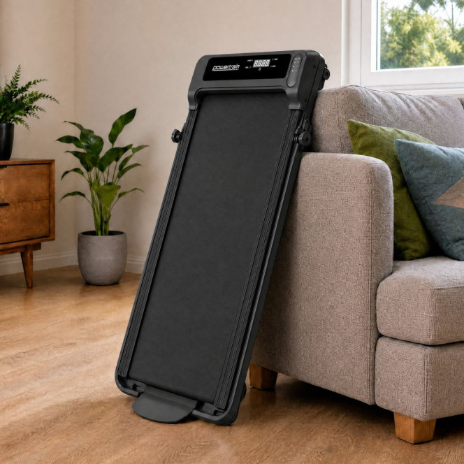 Powertrain K300 Foldable 2-in-1 Under Desk Walking Pad Treadmill 1.5HP 10km/h Incline Home Running Machine Black Image 12