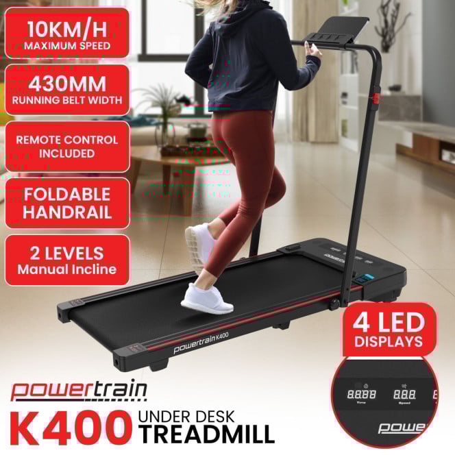 Powertrain K400 Electric Under Desk Treadmill Walking Pad Foldable Handrail Image 12