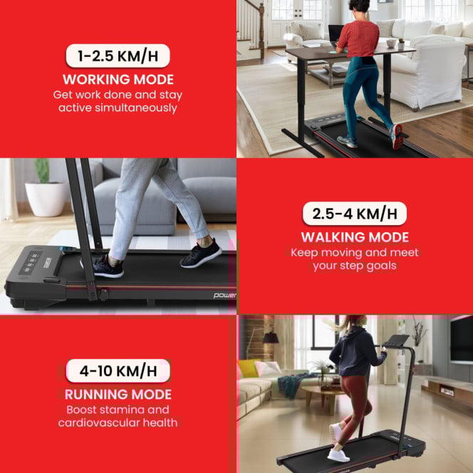 Powertrain K400 Electric Under Desk Treadmill Walking Pad Foldable Handrail Image 7