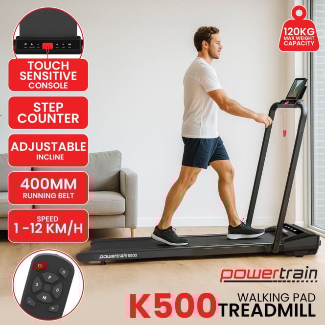 Powertrain K500 2-in-1 Foldable Walking Pad Treadmill with Remote Control