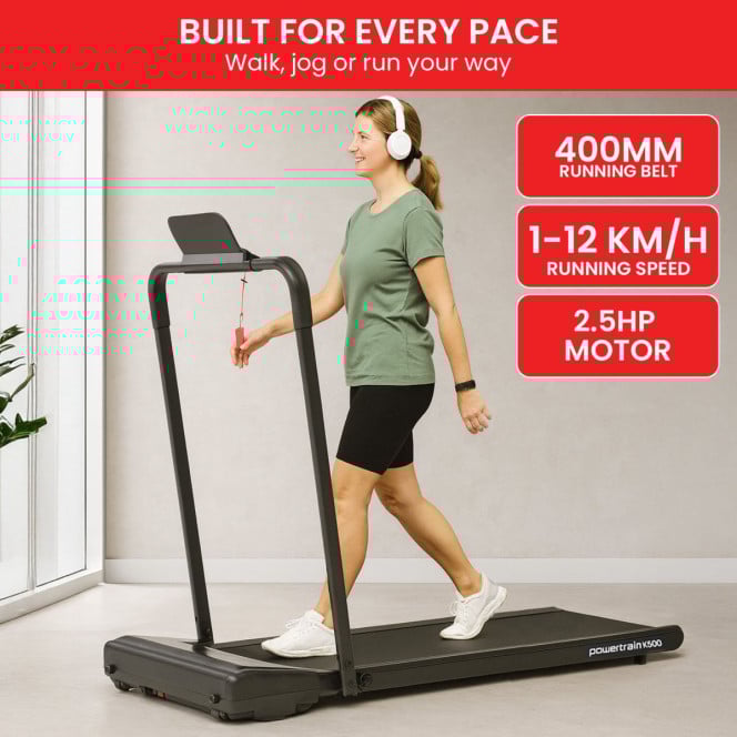 Powertrain K500 2-in-1 Foldable Walking Pad Treadmill with Remote Control Image 9