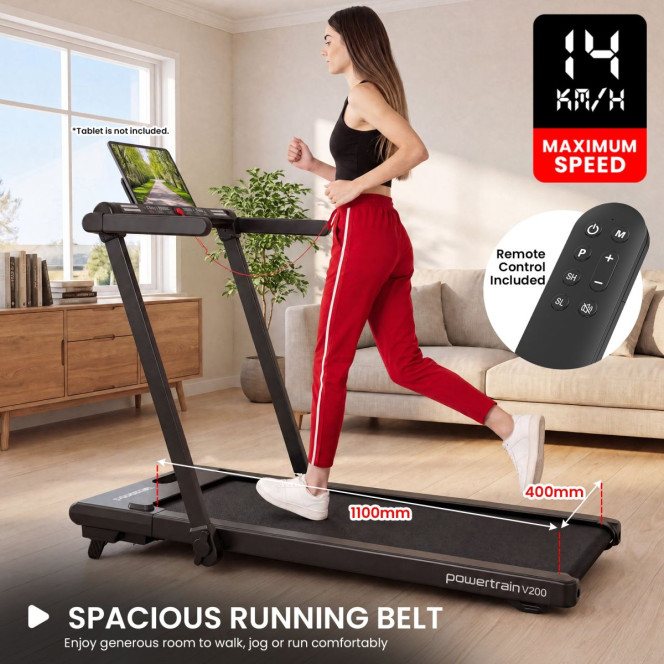 Powertrain V200 3.0HP 2-in-1 Foldable Electric Walking Pad 14kph Under Desk Running Machine Home Gym Image 4