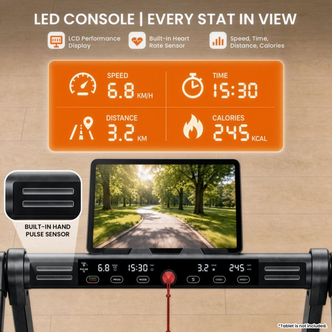 Powertrain V200 3.0HP 2-in-1 Foldable Electric Walking Pad 14kph Under Desk Running Machine Home Gym Image 9