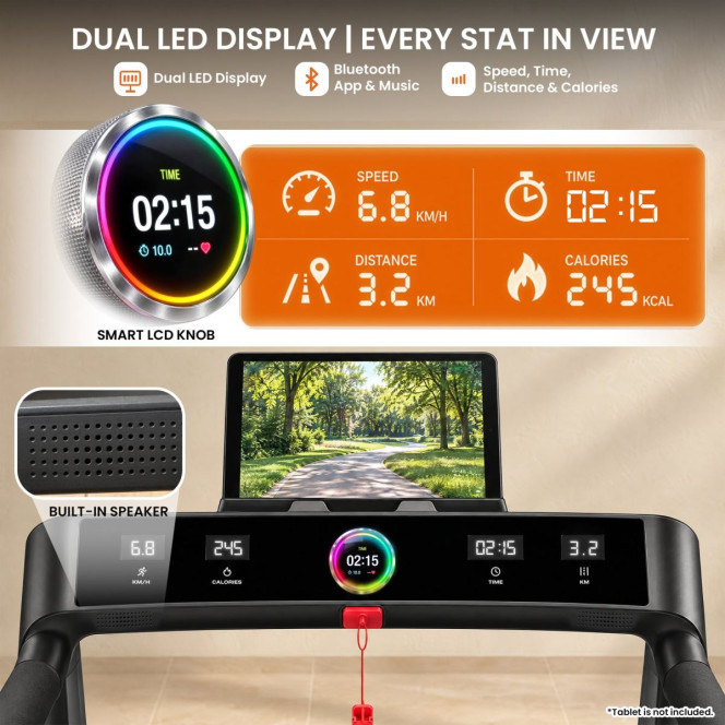 Powertrain V300 3.0HP Foldable 2-in-1 Walking Pad Treadmill with Auto Incline 14km/h Under Desk Running Machine Image 9