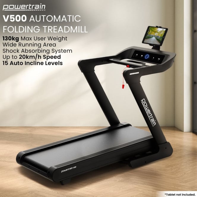 Powertrain V500 3HP Foldable Treadmill with Automatic Incline & Bluetooth
