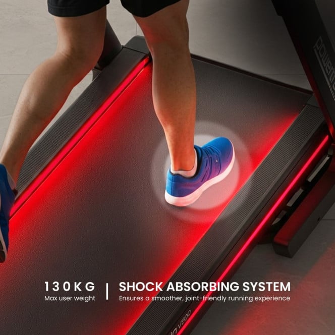 Powertrain V500 3HP Foldable Treadmill Electric Running Machine 20kmph Auto Incline Bluetooth Home Gym Cardio 130kg Image 15