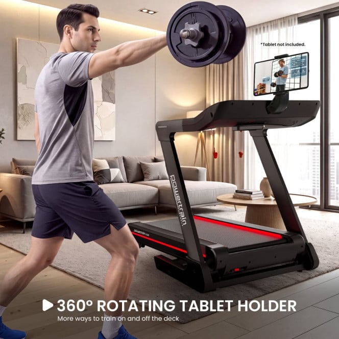 Powertrain V500 3HP Foldable Treadmill Electric Running Machine 20kmph Auto Incline Bluetooth Home Gym Cardio 130kg Image 20