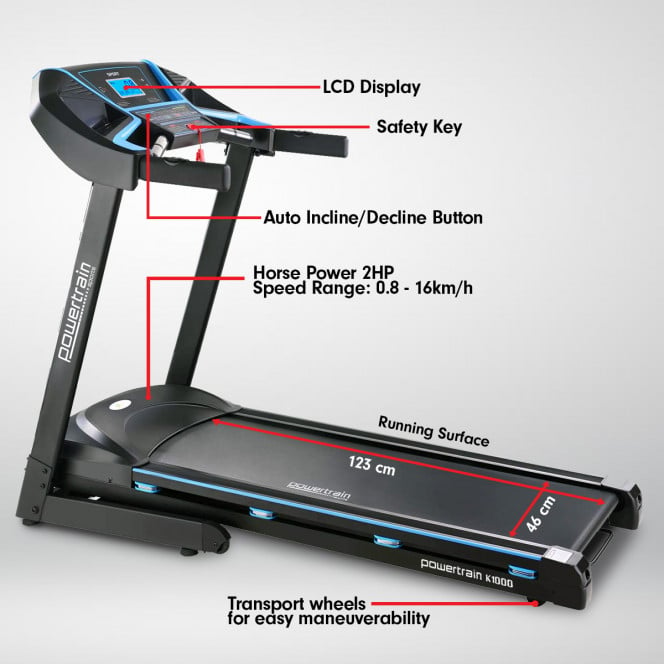 Powertrain K1000 Electric Treadmill with Power Auto Incline Image 6