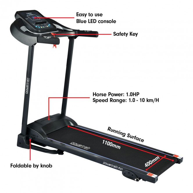 Powertrain MX1 Electric Treadmill with Incline and 12 Programs Image 7