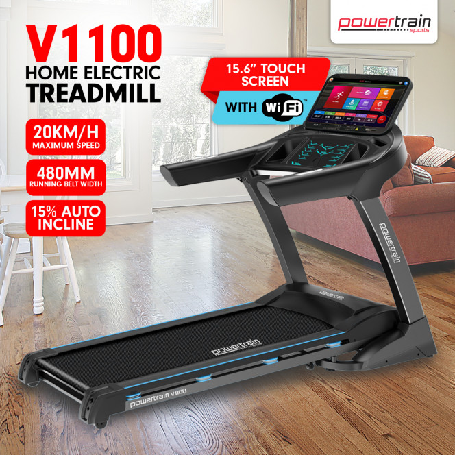 Powertrain V1100 Electric Treadmill with Wifi Touch Screen Power Incline Image 15