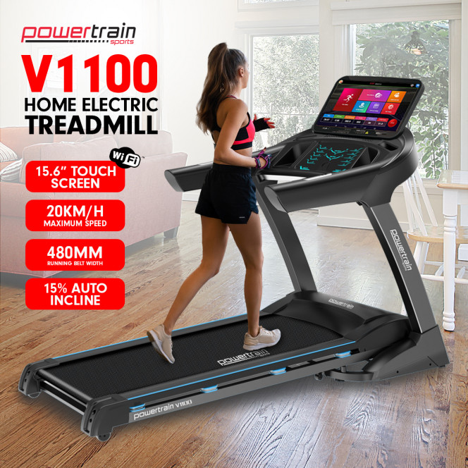 Powertrain V1100 Electric Treadmill with Wifi Touch Screen Power Incline Image 17