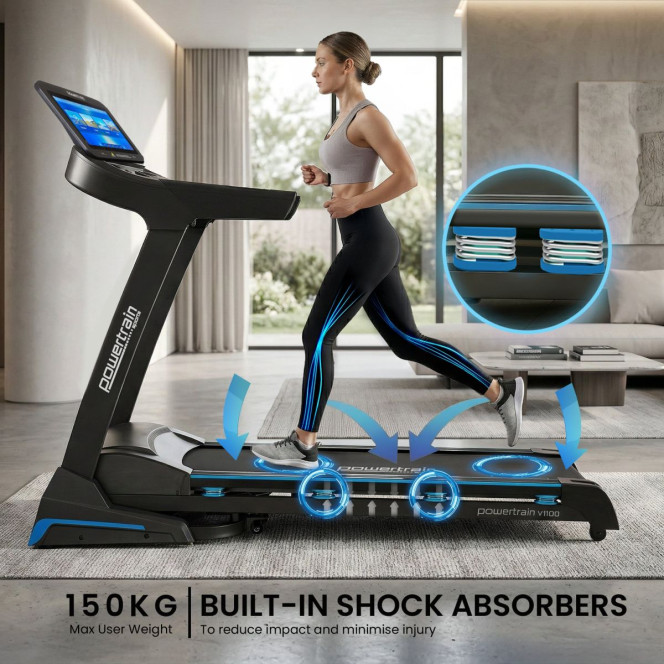Powertrain V1100 Electric Treadmill with Wifi Touch Screen Power Incline Image 6