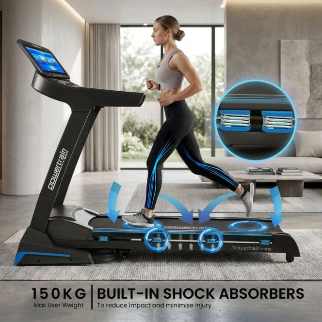 Powertrain V1100 Treadmill Electric Exercise Machine 15.6 Wifi TFT Touch Screen Home Gym Cardio Running Fitness Image 7