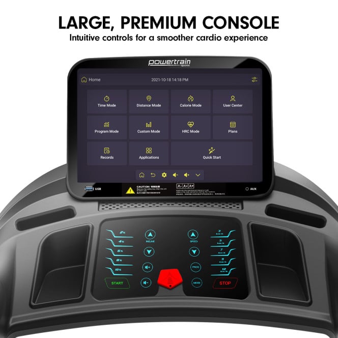 Powertrain V1100 Electric Treadmill with Wifi Touch Screen Power Incline Image 2