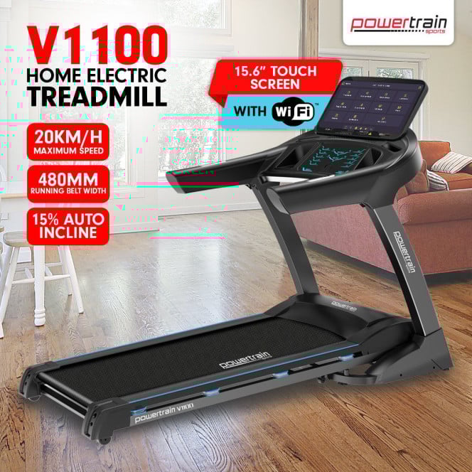 Powertrain V1100 Electric Treadmill with Wifi Touch Screen Power Incline Image 17