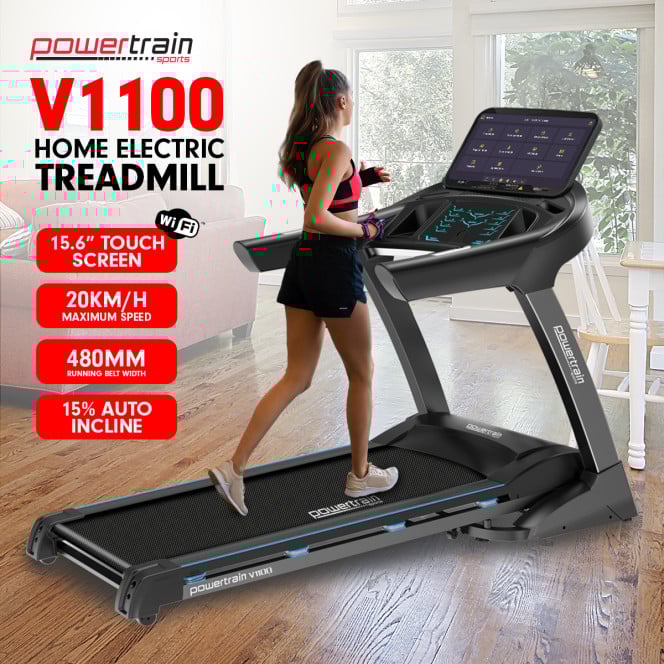Powertrain V1100 Electric Treadmill with Wifi Touch Screen Power Incline Image 13