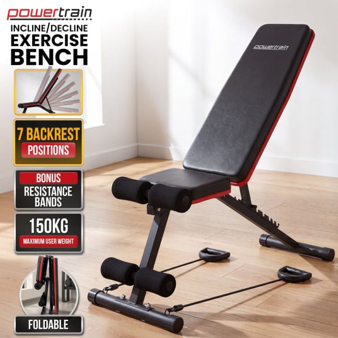 Powertrain Adjustable Weight Bench w/ Resistance Bands and 7 Backrest Positions Image 15