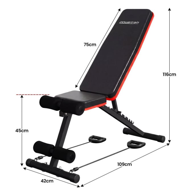 Powertrain Adjustable Weight Bench w/ Resistance Bands and 7 Backrest Positions Image 3
