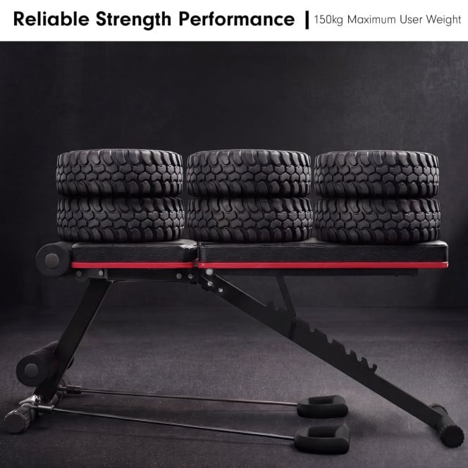 Powertrain Adjustable Weight Bench w/ Resistance Bands and 7 Backrest Positions Image 8