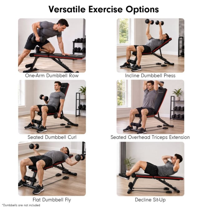 Powertrain Adjustable Weight Bench w/ Resistance Bands and 7 Backrest Positions Image 11