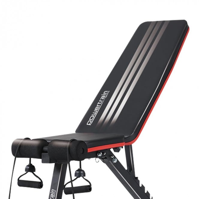 Powertrain Adjustable Incline Decline Exercise Bench with Resistance Bands Image 3