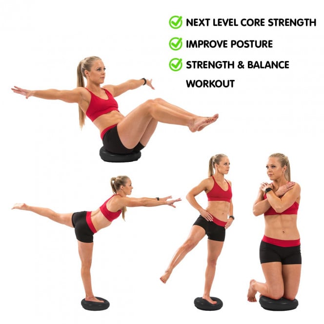 Powertrain Yoga Stability Disc Home Gym Pilates Balance Trainer - Black Image 10