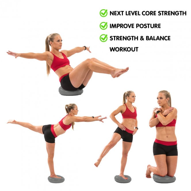 Powertrain Yoga Stability Disc Home Gym Pilates Balance Trainer - Grey Image 9