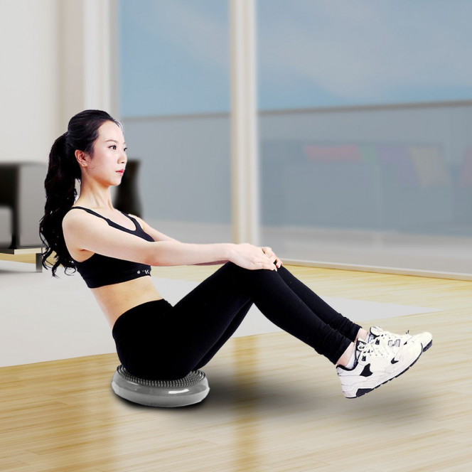 Powertrain Yoga Stability Disc Home Gym Pilates Balance Trainer - Grey Image 10