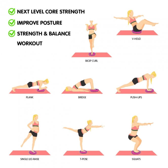 Powertrain Yoga Stability Disc Home Gym Pilates Balance Trainer - Pink Image 7