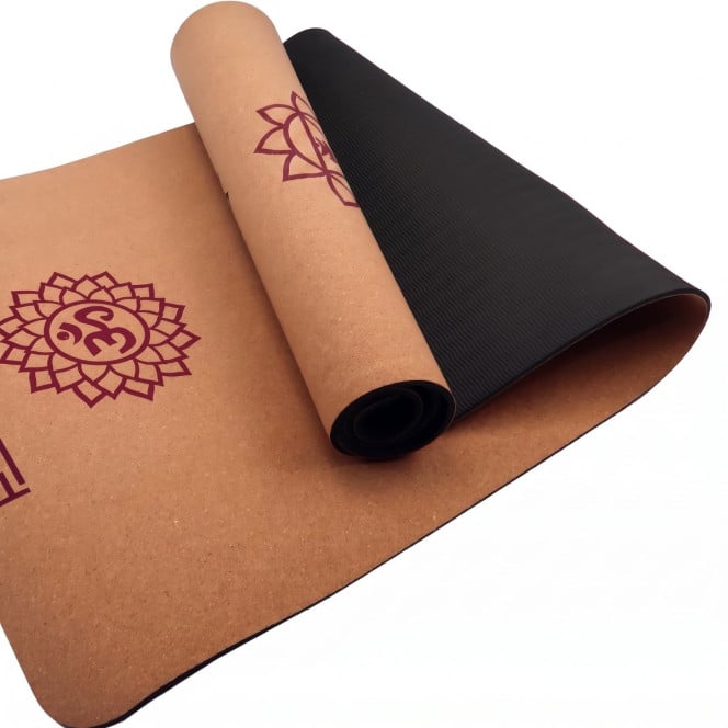 Powertrain Cork Yoga Mat with Carry Straps Home Gym Pilates - Chakras Image 5