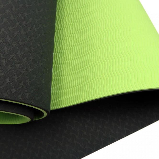 Powertrain Eco-Friendly TPE Pilates Exercise Yoga Mat 8mm - Black Green Image 3