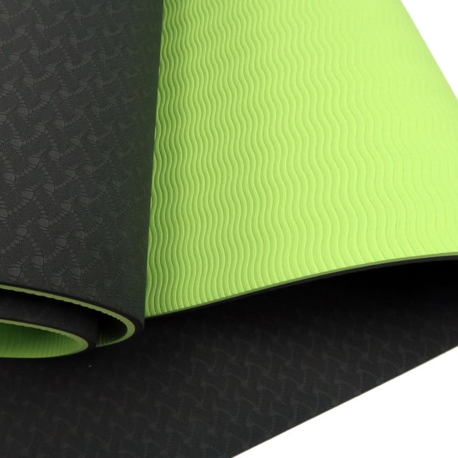 Powertrain TPE Pilates Exercise Yoga Mat 8mm - Black Green Image 3
