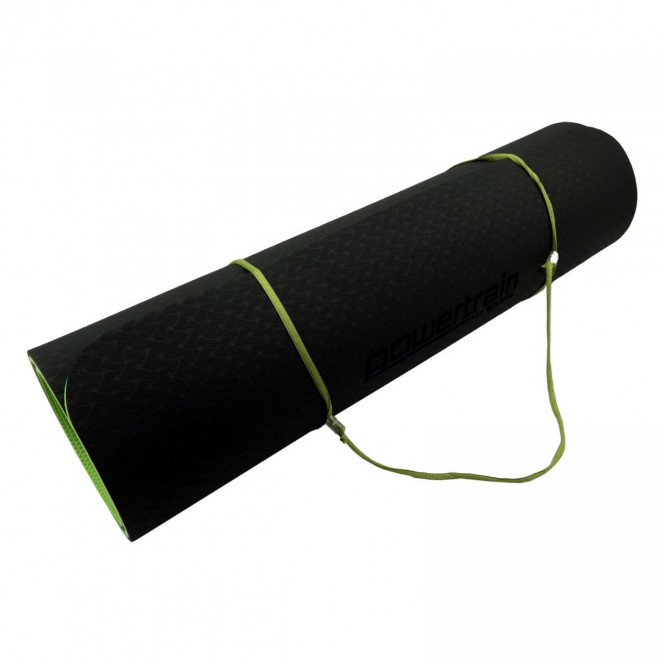 Powertrain Eco-Friendly TPE Pilates Exercise Yoga Mat 8mm - Black Green Image 5