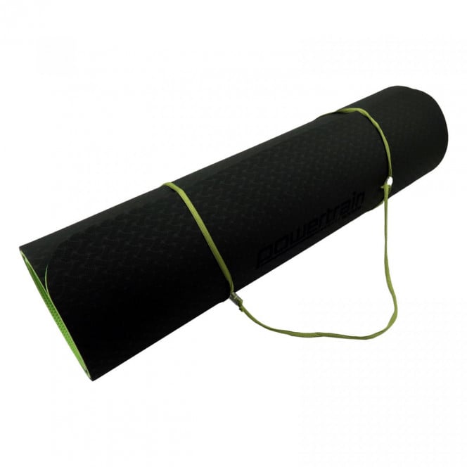 Powertrain TPE Pilates Exercise Yoga Mat 8mm - Black Green Image 5