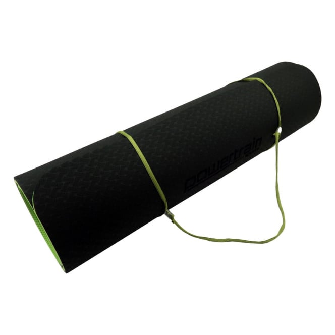 Powertrain TPE Pilates Exercise Yoga Mat 8mm - Black Green Image 4