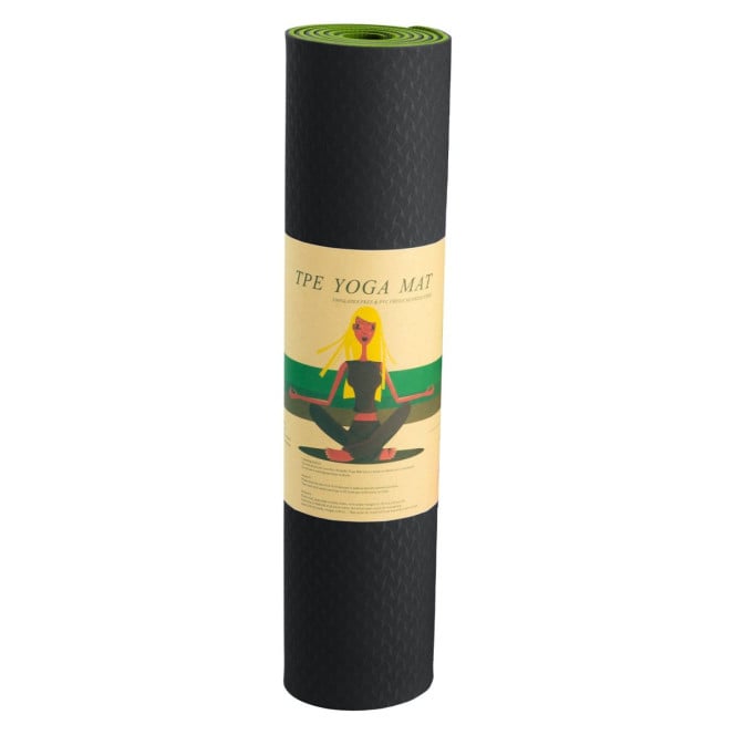 Powertrain TPE Pilates Exercise Yoga Mat 8mm - Black Green Image 6