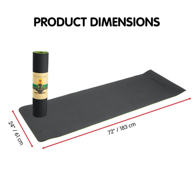 Powertrain TPE Pilates Exercise Yoga Mat 8mm - Black Green Image 7
