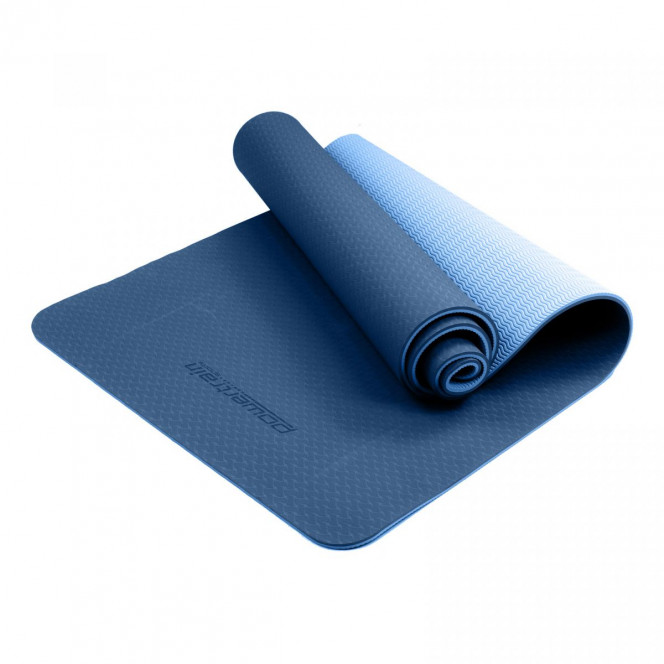 Powertrain Eco-Friendly TPE Pilates Exercise Yoga Mat 8mm - Dark Blue Image 2