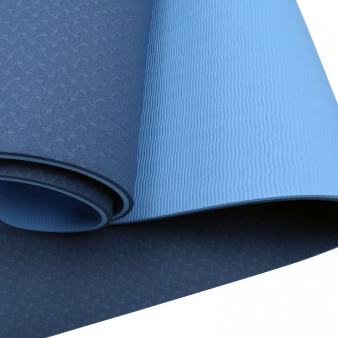 Powertrain Eco-Friendly TPE Pilates Exercise Yoga Mat 8mm - Dark Blue Image 3