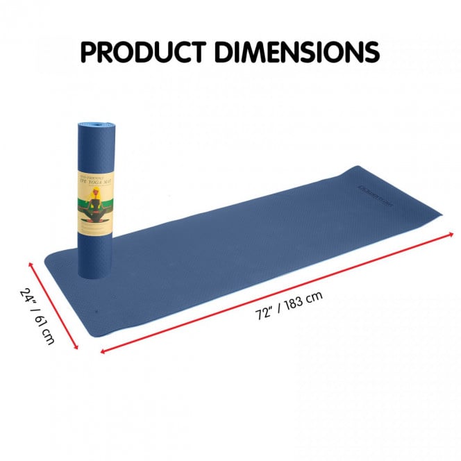 Powertrain Eco-Friendly TPE Pilates Exercise Yoga Mat 8mm - Dark Blue Image 4