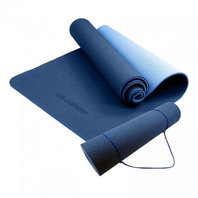 Powertrain Eco-Friendly TPE Pilates Exercise Yoga Mat 8mm - Dark Blue