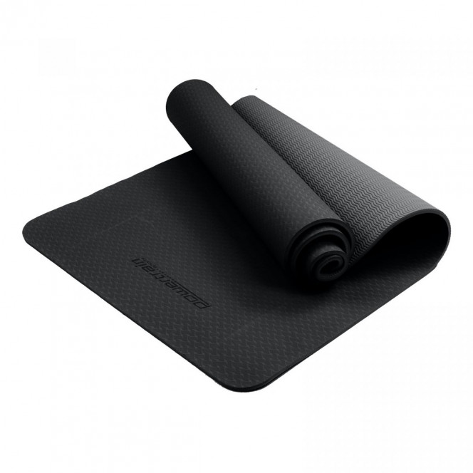 Powertrain Eco-Friendly TPE Yoga Pilates Exercise Mat 6mm - Black Image 3
